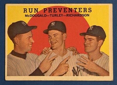 1959 Topps Run Preventers Gil McDougald, Bobby Richardson, Bob Turley #237