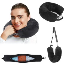 Travel Neck Pillow with Fillable Clothing U-Shaped Pillowcase, Extra Storage