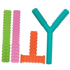 Sensory Chew Toys for Autistic Children, 4 Pack Silicone Chew Tube Teething