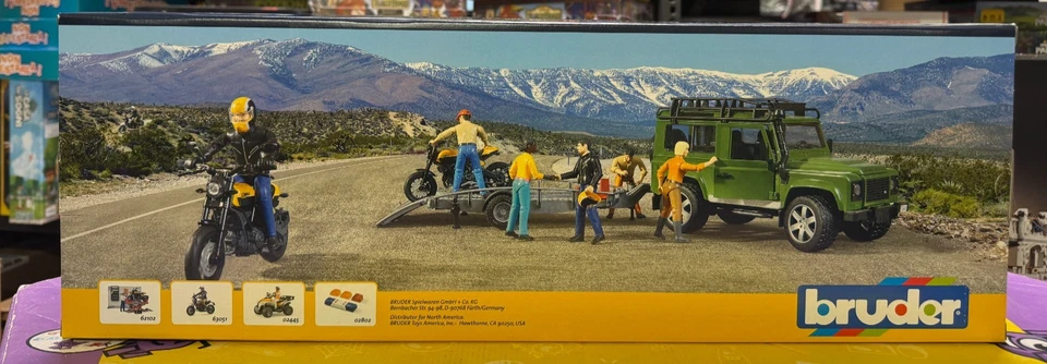 BRUDER 02589-scala 1:16 - LAND ROVER CON RIMORCHIO E MOTO DUCATI -FUORI CATALOGO - Immagine 3 di 4