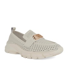 La Conte Women's Beige Leather Wedge Fashion Trainers Casual LAC6582-26118BEI