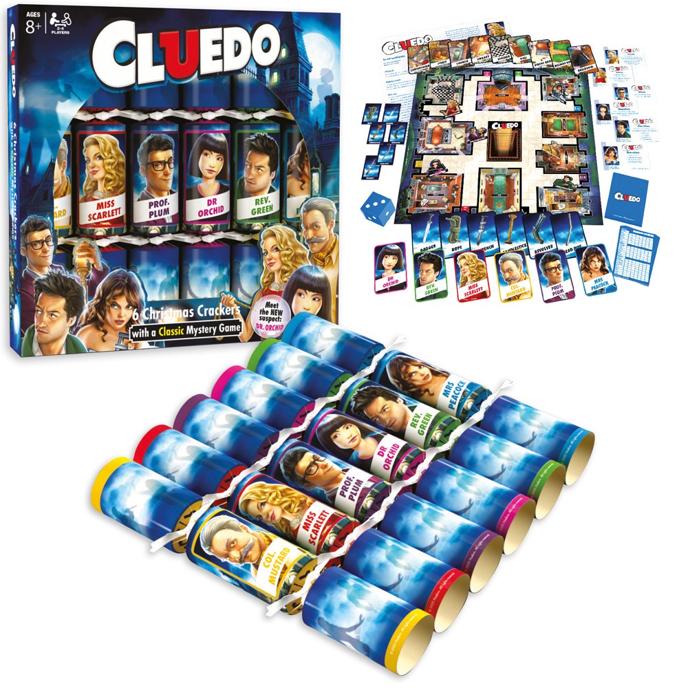 Christmas Crackers Cluedo Dinner Table Games Family Detective Party - Pack Of 6