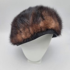 Vintage 1950s Brentshire Mink Fur Hat - Women's Small - Brown