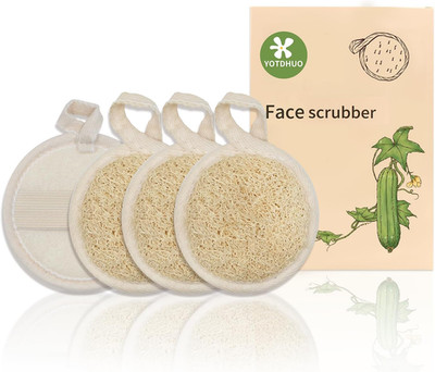 Natural Loofah Face Scrubber (4Pack),Exfoliating Facial Scrub Pads Made from Org