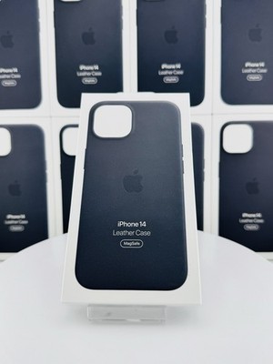 Original Apple iPhone 14 Leder Case Hülle MagSafe MPP43ZM/A Mitternacht Schwarz
