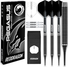 RED DRAGON Pegasus Tungsten Soft Tip Darts Set (Dartpfeile) - 18G or 20G - Black
