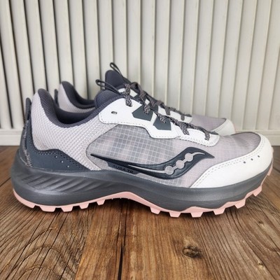 Saucony Aura TR Womens Sz 8.5 Gray Trail Running Hiking Sneaker Shoes S10862-130