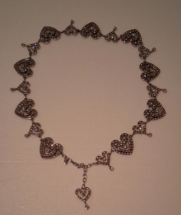 Cinturón Cadena Corazón Estrás Plata Brillante -Y2k Estilo De Colección Cintura Cadera Accesorio Foto 2 de 4