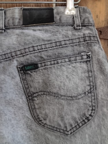 VTG 80s Lee Black Acid Wash Ankle Zipper High Rise Mom Jeans USA Size 18 *A - Picture 6 of 15