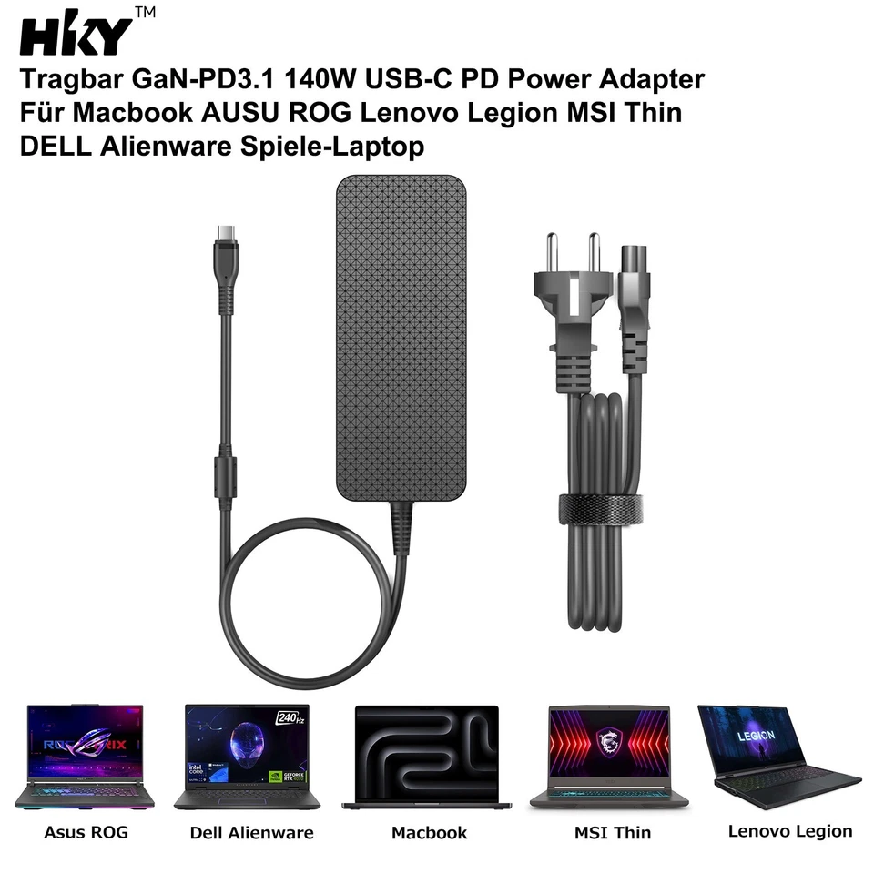 140W PD3.1 USB-C Ladegerät für HP Omen, MacBook, Samsung, Huawei,MSI Prestige 16 - Bild 3 von 4
