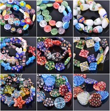 Mixed Millefiori Lampwork Glass Lot Shapes Loose Beads For Jewelry Making