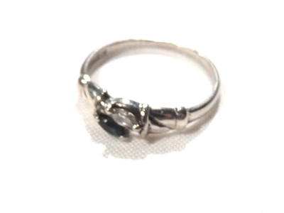 Bague Argent 925 Toi Et Moi - Cristal Bleu Et Blanc, Taille 54, Occasion Bon état