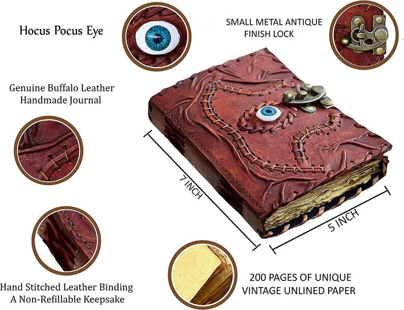 Hocus Pocus book blank spells book of Shadows Antique leather journal pack of 1 - Image 2 of 3