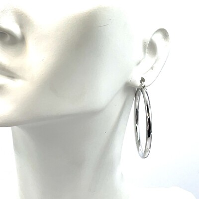 Jacmel Mauritius 1.5'' Sterlig Silver Leverback Hoop Earrings