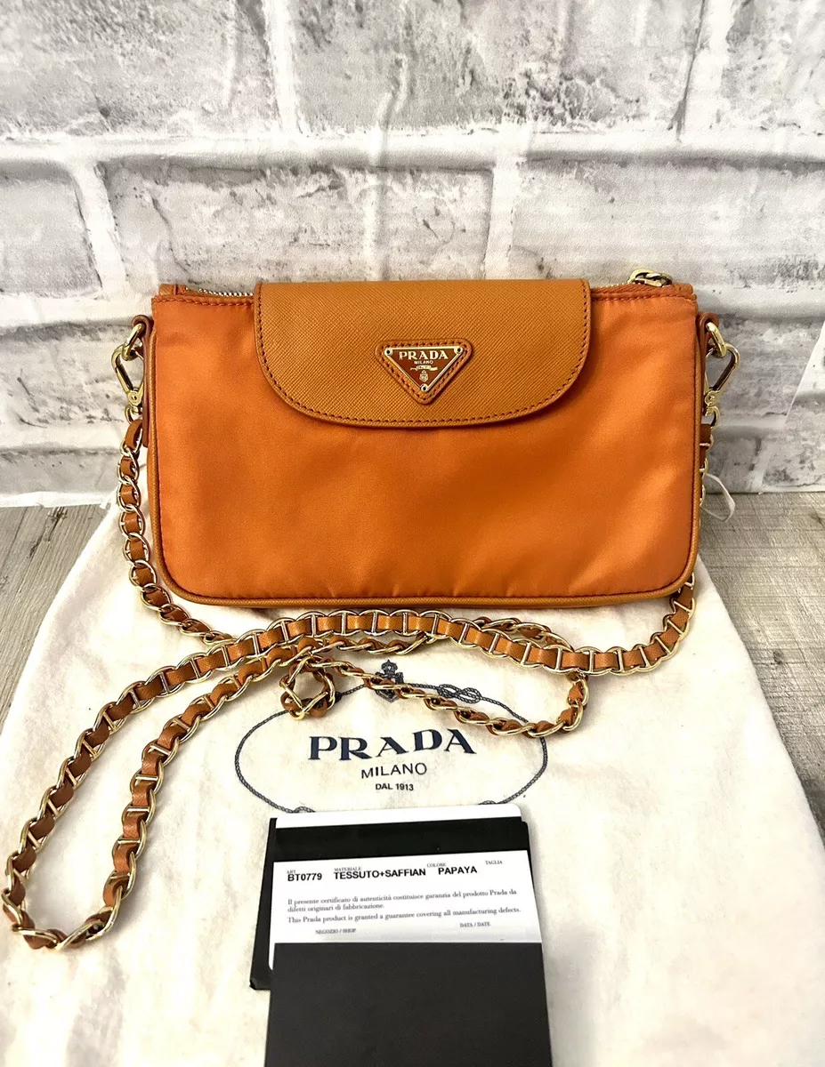 Prada Brique Saffiano Leather Cross-body Bag in Orange for Men