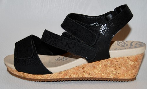 NIB Propét Women's Black Millie Open Toe Wedge Sandals with Buckle sz US 6.5 EE - Picture 4 of 14