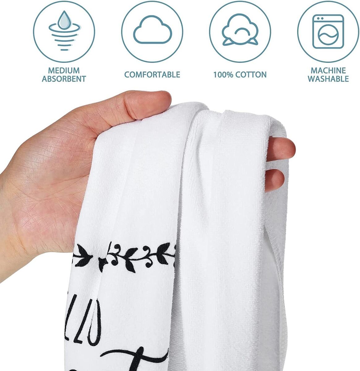 4 Pieces Funny Hand Towel with Sayings Decorative Kitchen Towels Rustic  Bath Han