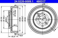 2X ATE 24.0220-0009.1 Bremstrommel FüR Ford