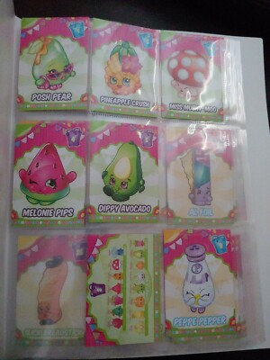 2013 Shopkins lot of 67 different trading cards in pages + binder from  Series 3