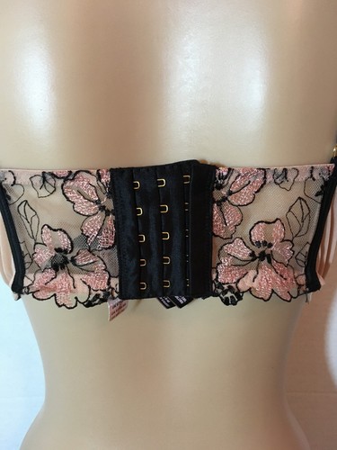 $84 VICTORIA'S SECRET Sheer FLORAL Longline Bra Bralette Top XS Black Beige - 第 5/7 張圖片