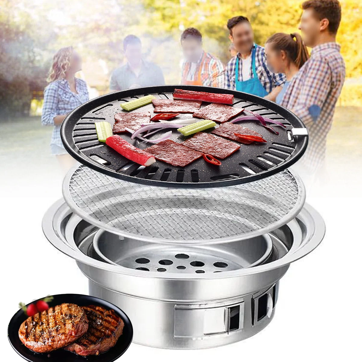 Stainless Bbq Grill Accessories Set Cooking Kitchen Korean Bbq