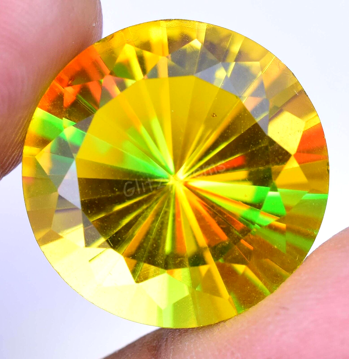 Natural Yellow Color Mystic Quartz 25.20 Ct Round Flawless