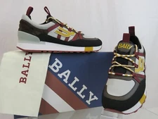 NIB BALLY GLICK BLACK RED WHITE FABRIC BROWN LEATHER LOGO LOW SNEAKERS 9 US 42