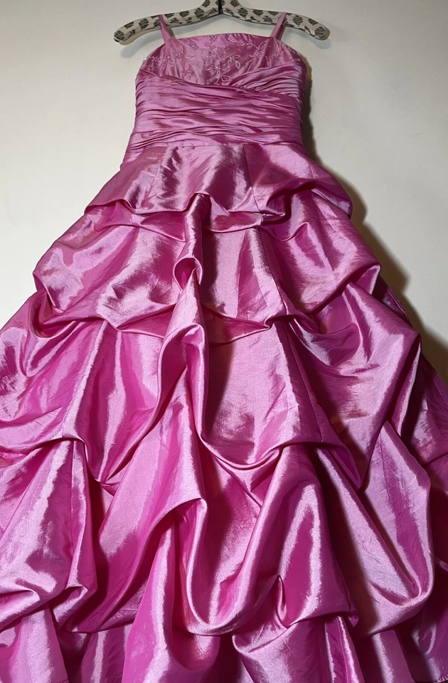 TIP TOP USA Carnation Pink Beaded Corset Princess Party Dress Kids Girls Size 12 - Image 3 of 4