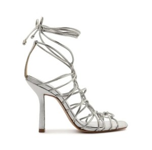 New In Box! Schutz Women's Heyde Nappa Leather Sandal Silver Size 7.5 US