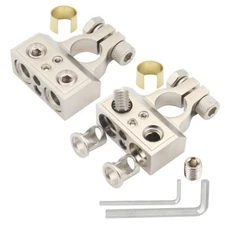 Battery Terminal Connectors Dual 1/0 & 8 Gauge Wire Positive Negative Kit