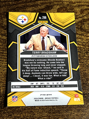 TERRY BRADSHAW 2024 Panini Mosaic #296 Silver Prizm Refractor Hall