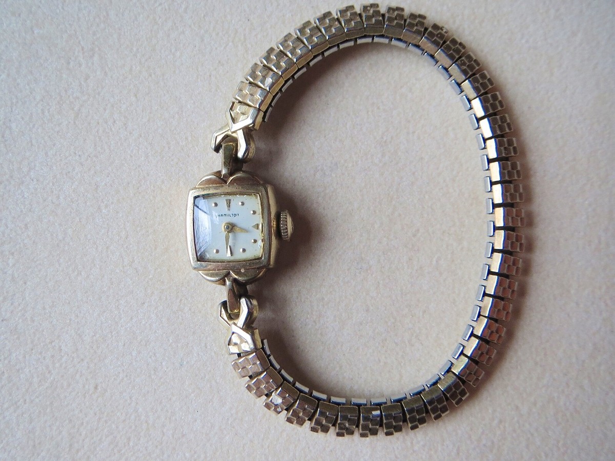 Ladies Hamilton Watch 10k RGP Bezel Stainless Steel Back 