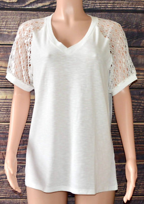 Hao Mei Li Collection Women's Top Blouse See Through Short Sleeve Size Large