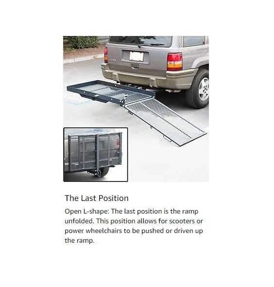 Folding Power Wheelchair Mobility Scooter Hitch Carrier Rack with