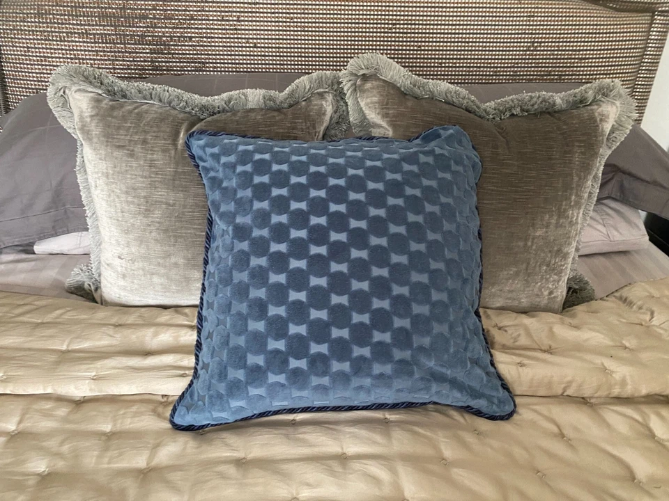 ❇️ Nuevas Fundas de Cojín TERCIOPELO Corte AZUL DENIM CUADRADAS u CUERDA OBLONGA o FLETES Foto 3 de 4