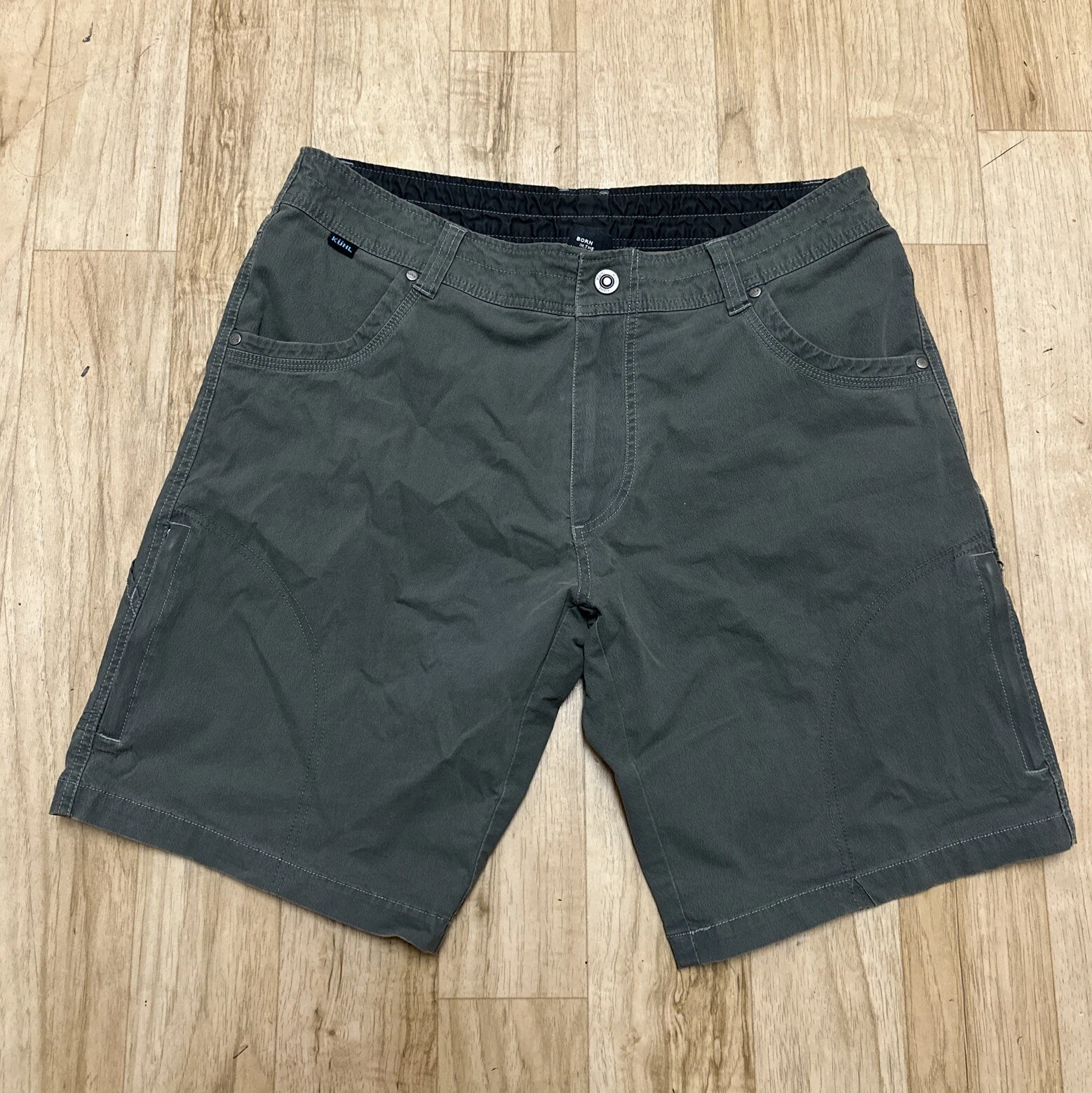 Kuhl Men’s Green Born In The Mountains Flat Front Outdoor Hiking Shorts Sz 36