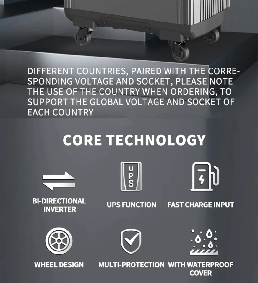 RTECH Portable Power Station 5376Wh 230V/3000W Solar Power Generator With Solar - Image 3 of 4