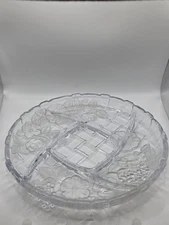 Crystal Clear Industries Napoli Chip & Dip Frosted Crystal Platter 12.5"