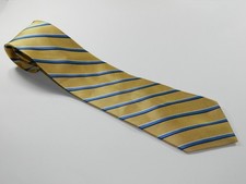 Men's SAVILLE ROW Silk Tie Necktie YELLOW BLUE WHITE REPP STRIPES MADE IN USA