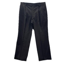 Stafford Dress Pants Men 37S Brown 100 Wool Pleated Cuffed Knit Corpcore Slacks