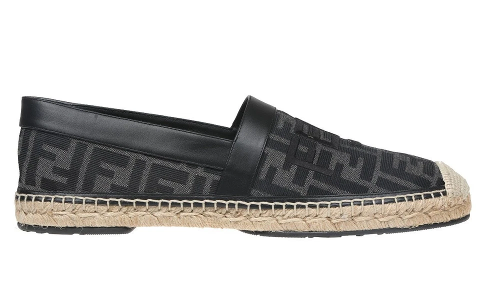 NUEVO FENDI ZUCCA FF GRIS LONA LOGO ALPARGATAS ZAPATOS MOCASINES 10/US 11 Foto 3 de 4