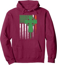 Irish American Flag Ireland St Patricks Day Cross Unisex Hooded Sweatshirt
