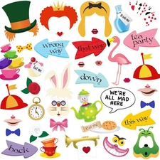 Alice in Wonderland Photo Booth Props, 40pcs Alice in Wonderland Props, Alice...