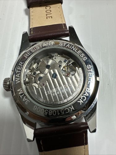 Kenneth Cole New York Men's Skeleton Automatic Watch Leather Strap KC51085006 - Picture 6 of 9