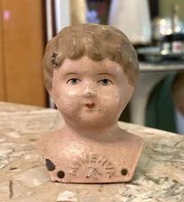 Antique 2 1/2" Minerva Tin Metal Shoulder Head Doll Germany #0, Head Only