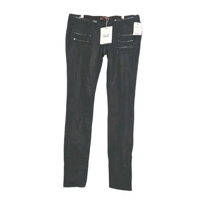 Jaded London Womens Black Coated Zip Skinny Denim Jeans Dark Wash W30 Pockets - image 1 of 4