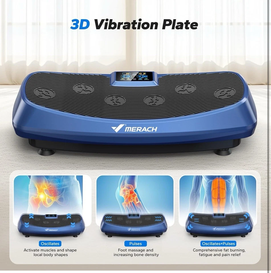MERACH Vibration Plate Exercise Machine 3D&4D Vibration Plate LED Display 300LB - Image 2 of 4