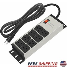 Heavy Duty Power Strip 20A 8 Outlets Surge Protector Wall Mount Industrial Use