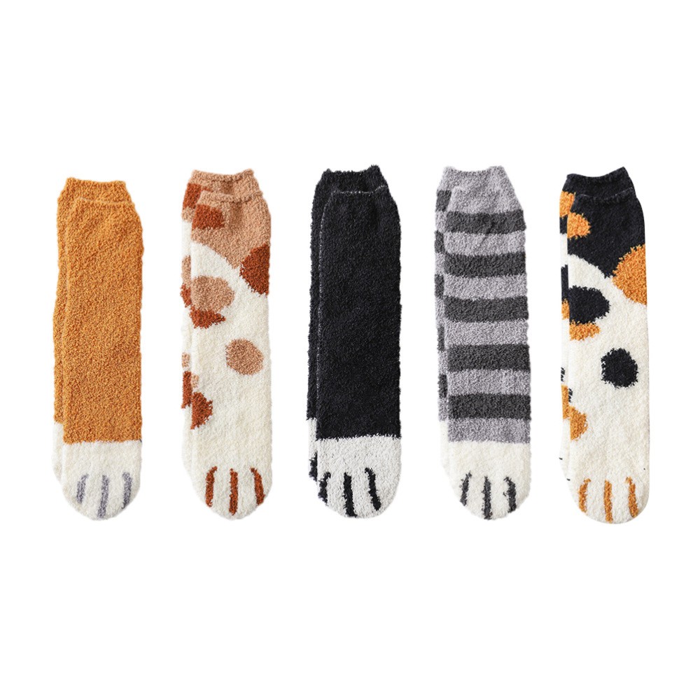 SAOLA 5 Pairs Chaussettes De Sommeil À La Griffe Chat Manquer Femme Sol Épaisse