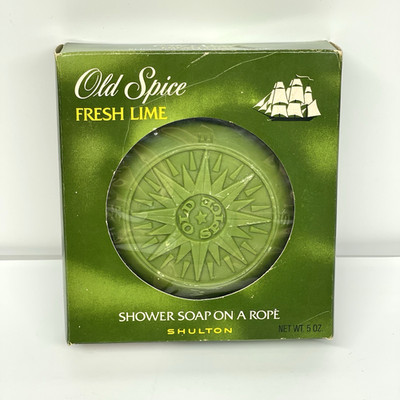 Vintage Shulton Old Spice Fresh Lime Men's Grooming Shower Soap On A Rope 5 Oz
